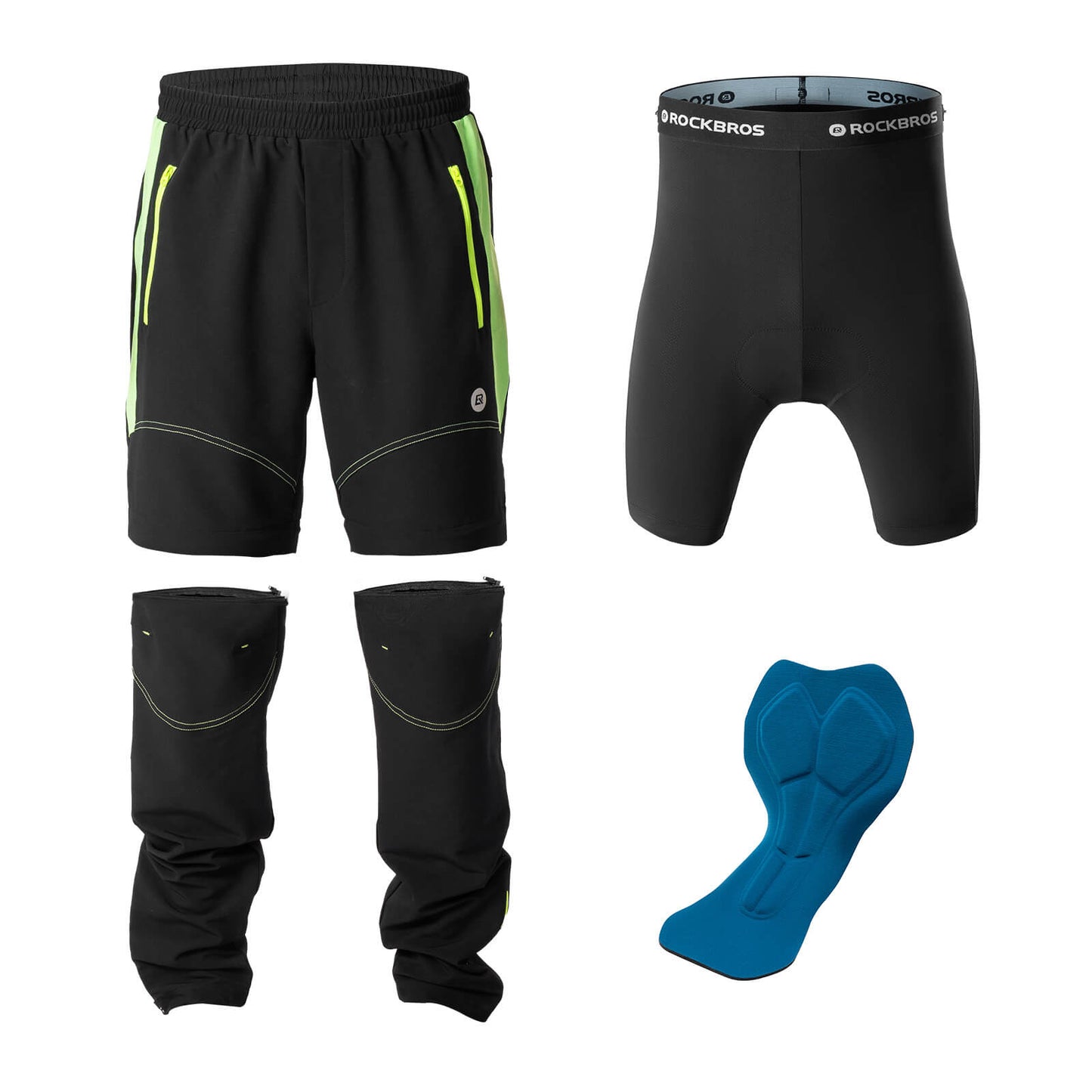 ROCKBROS Fahrradhose Herren Gepolsterte Radhose Atmungsaktiv Abnehmbar