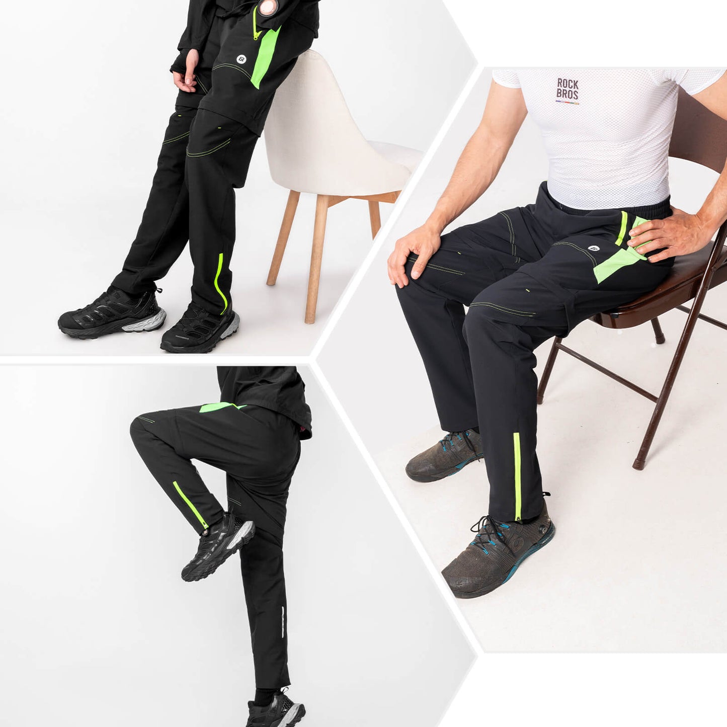 ROCKBROS Fahrradhose Herren Gepolsterte Radhose Atmungsaktiv Abnehmbar