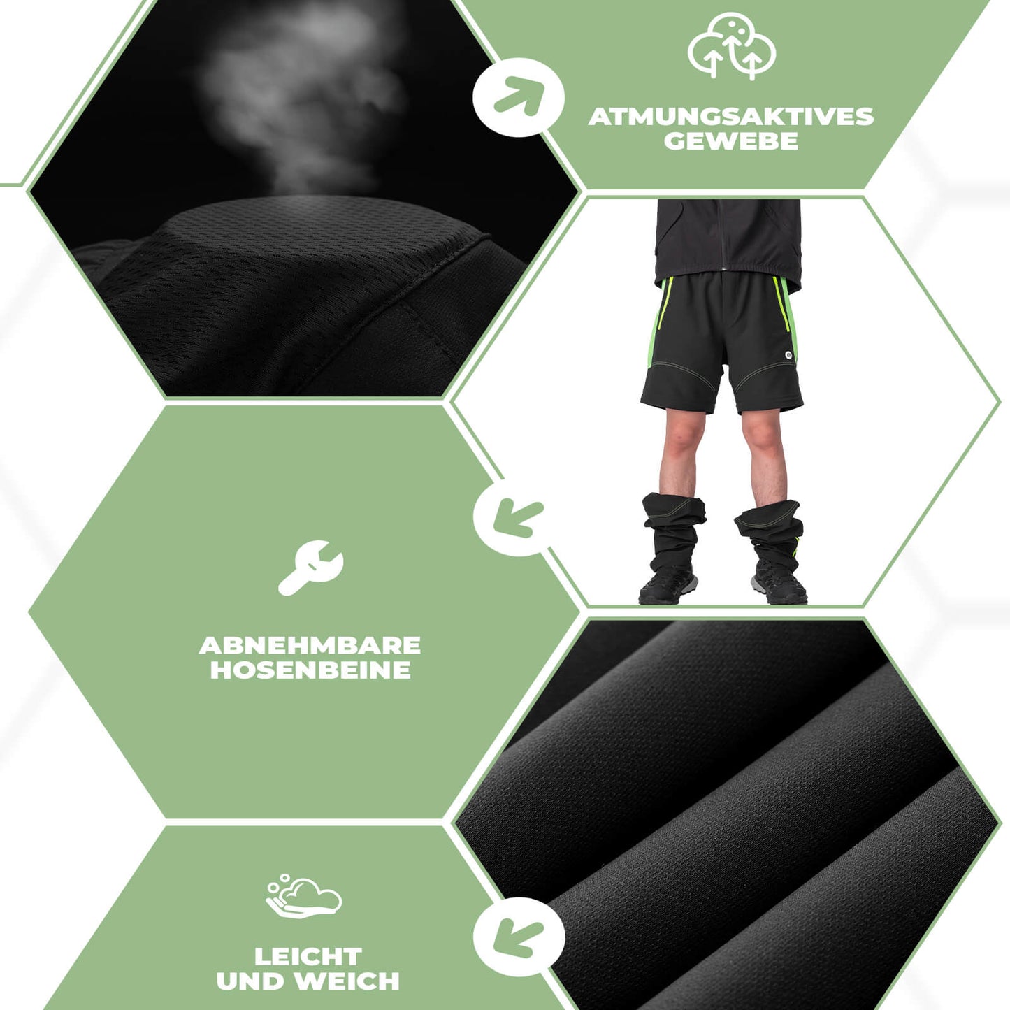 ROCKBROS Fahrradhose Herren Gepolsterte Radhose Atmungsaktiv Abnehmbar