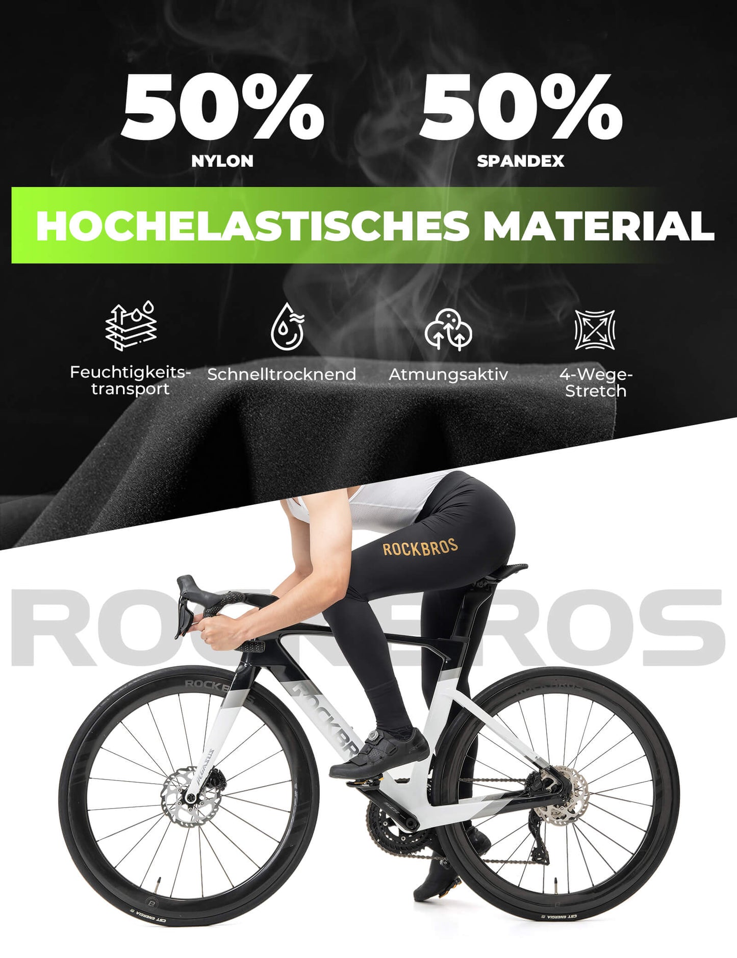 Fahrradhose Lang Gepolstert Nahtlos Schnelltrocknend Herren