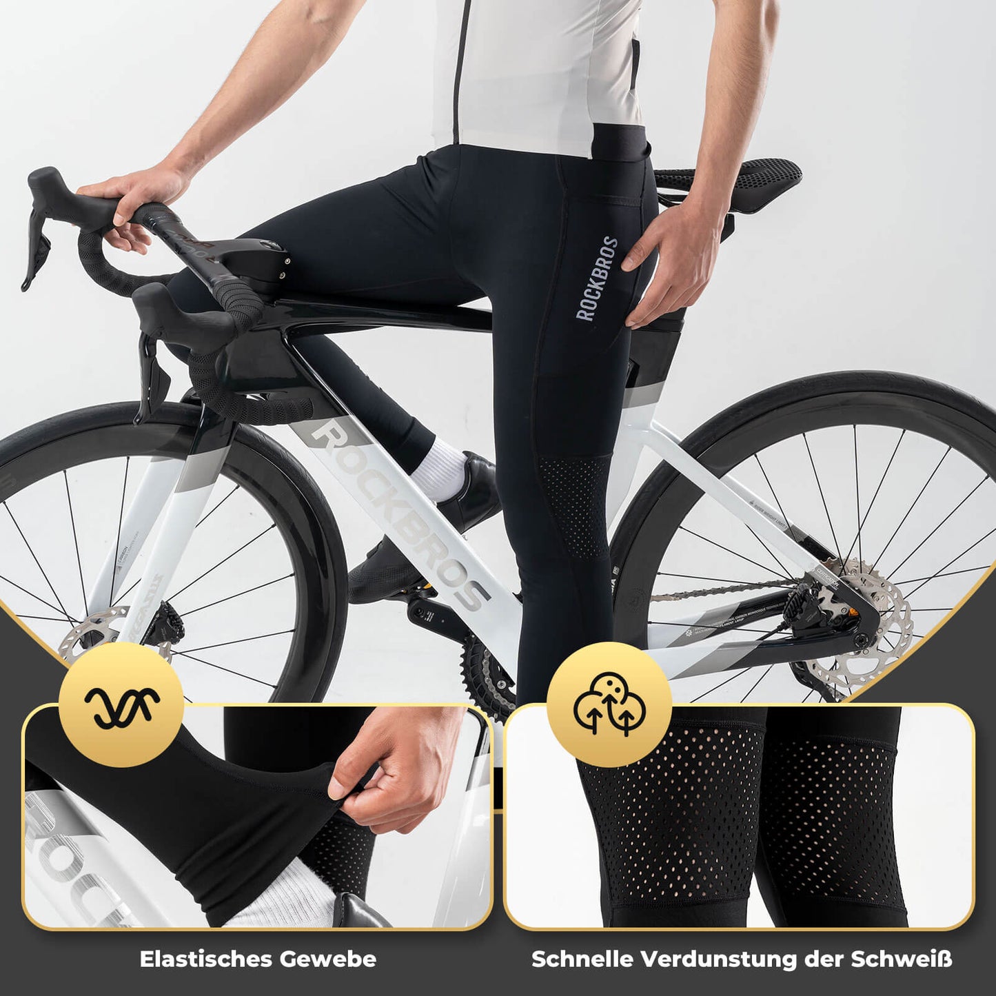 ROCKBROS hjólabuxur, 4D bólstraðar, öndunarvænar, fyrir 4 árstíðir