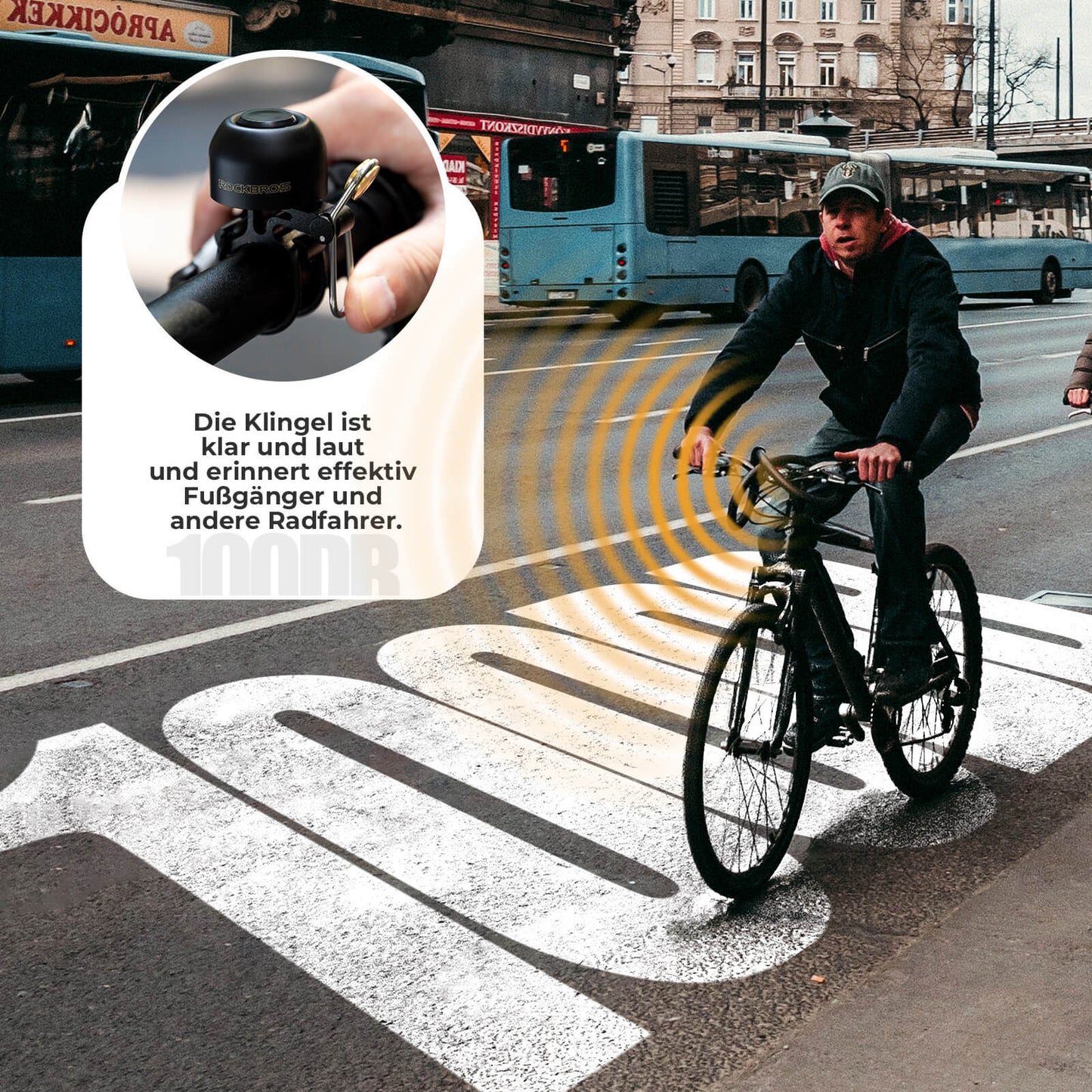 ROCKBROS hjólabjalla Klassísk Retro hjólabjalla Hávær bjalla fyrir 22-34mm