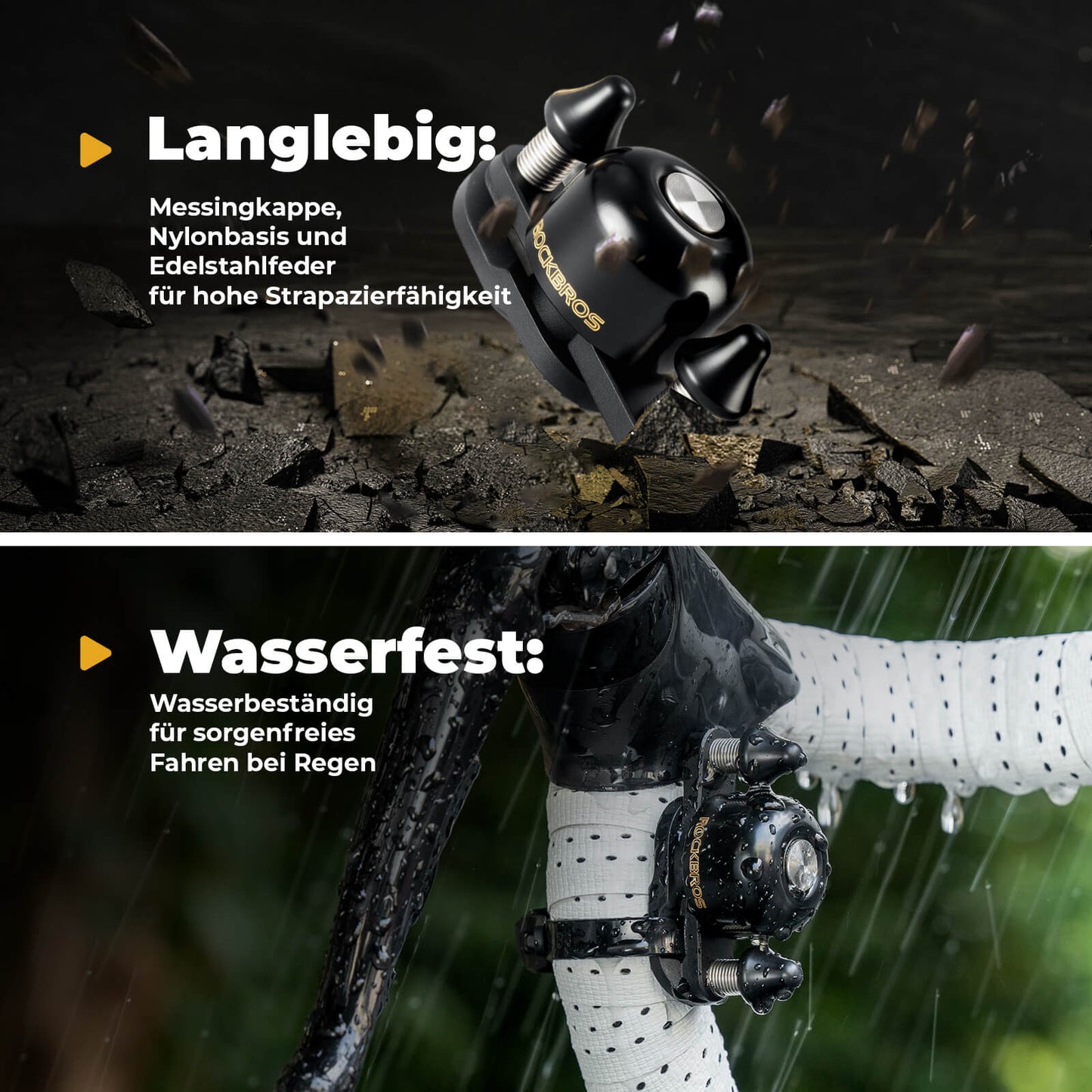 Road bike MTB bicycle bell with double knocker, 180° rotatable