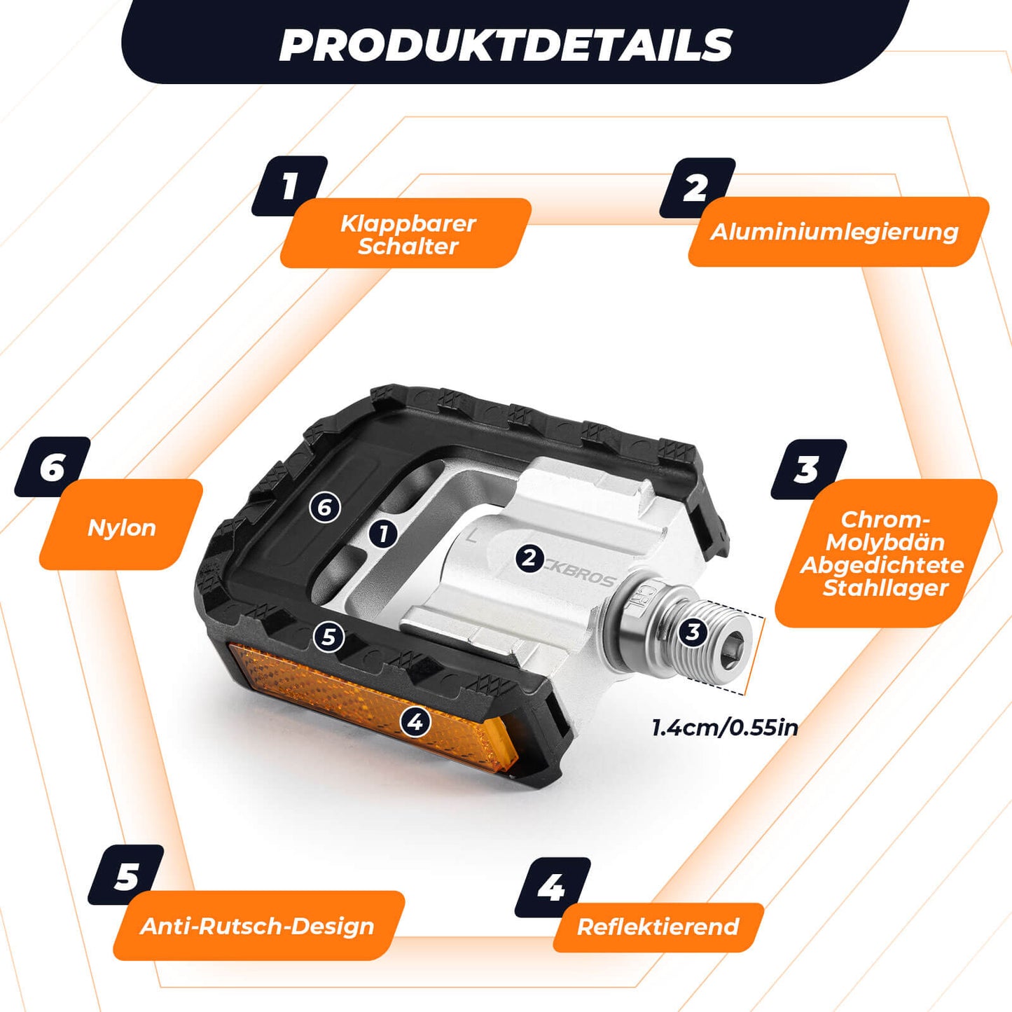 Samanbrjótanlegir hjólapedalar 9/16"