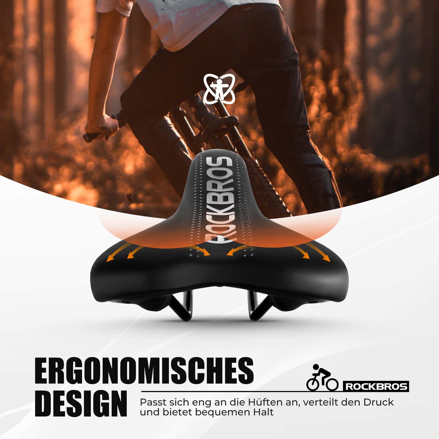 ROCKBROS Ergonomic Bicycle Saddle, Breathable, Shock-Absorbing
