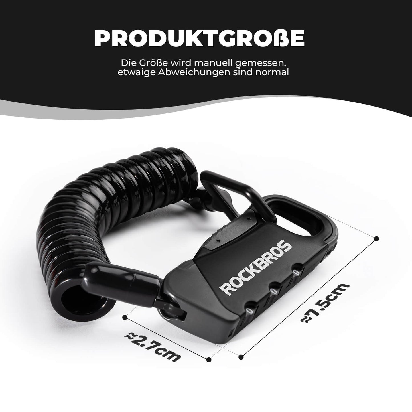 Cable lock, combination lock, helmet lock, 120cm, lightweight