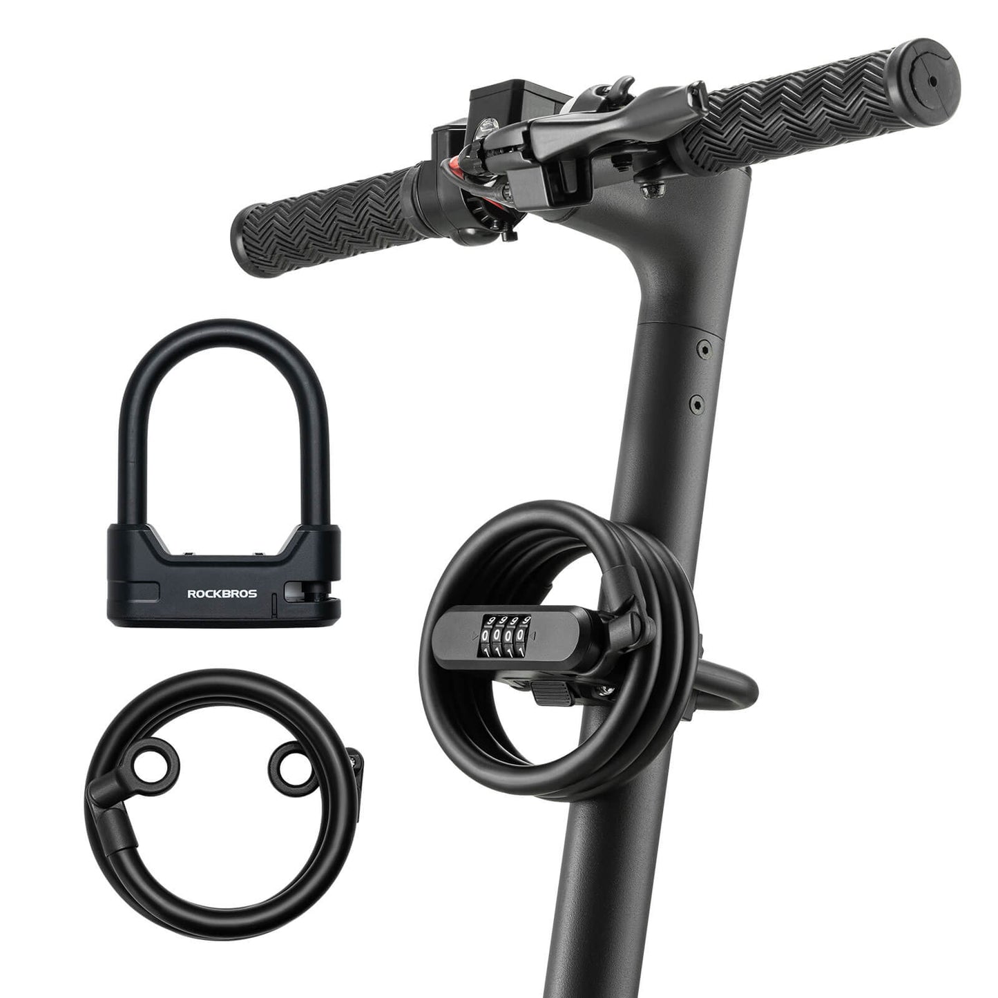 Bicycle lock, combination lock, U-lock with cable approx. 1.1m