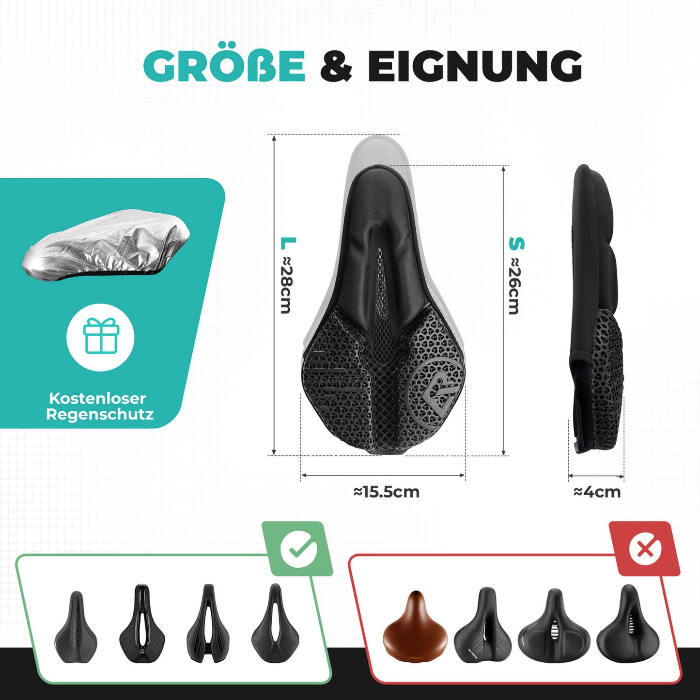 ROCKBROS Bicycle Seat Cover Saddle Cover Padding 3D Shock Absorbing