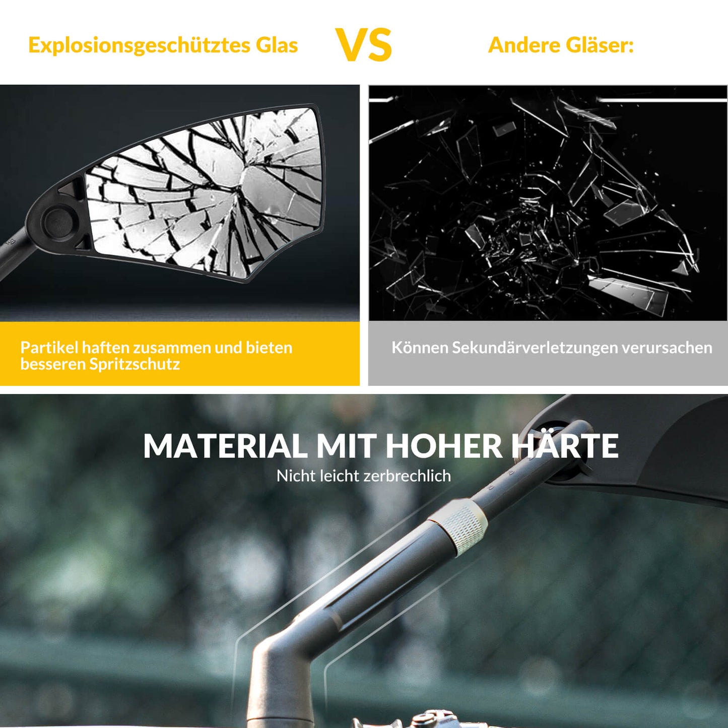 Bicycle mirror, rearview mirror, 360° rotatable, foldable, for handlebars 20–23mm