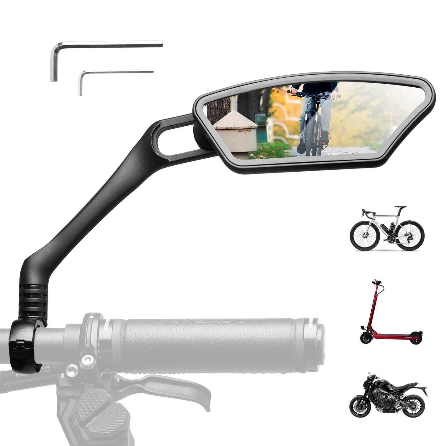 Bicycle mirror, rearview mirror, 360° adjustable for handlebars 21-26mm