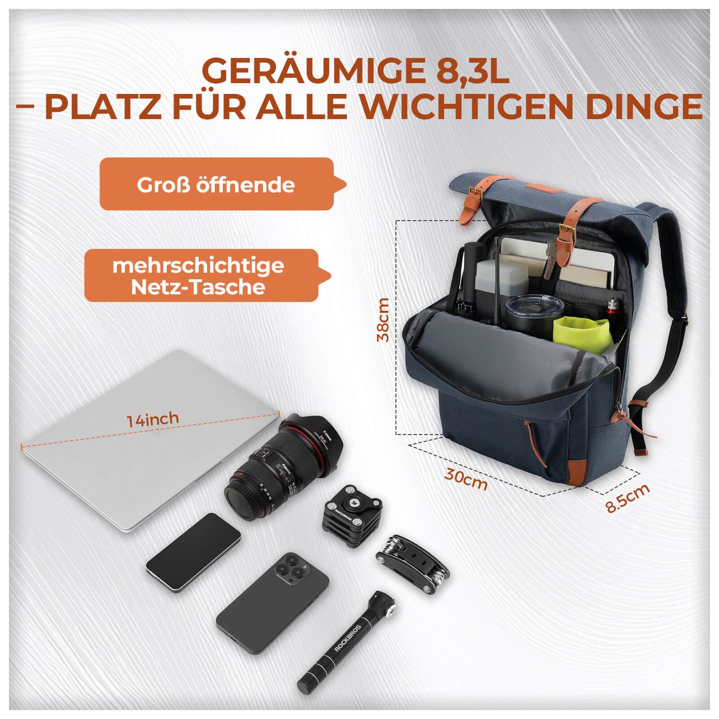 Bicycle handlebar bag for Brompton backpack 7.7L+0.6L