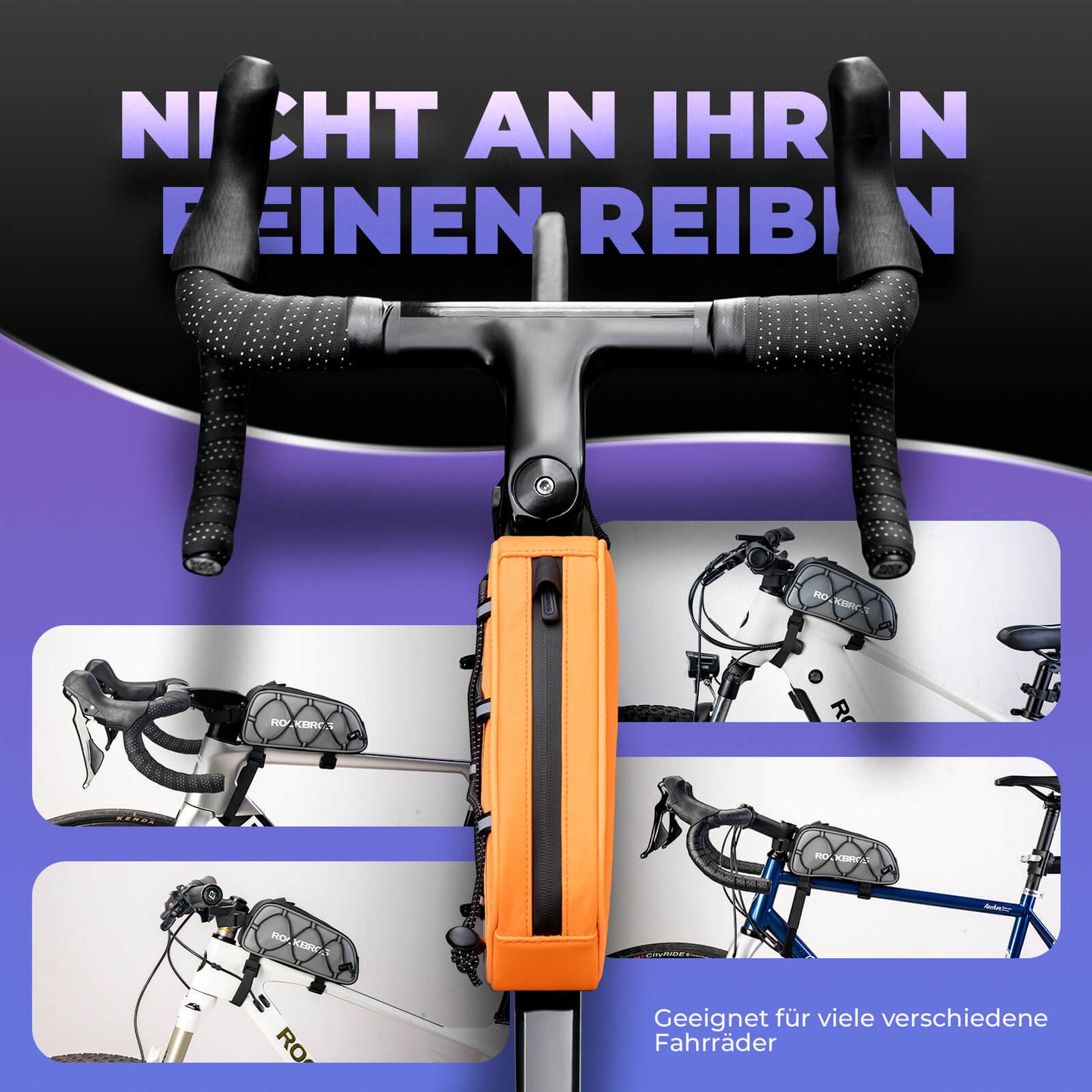 Top tube bag 1 L Fully reflective White/Orange