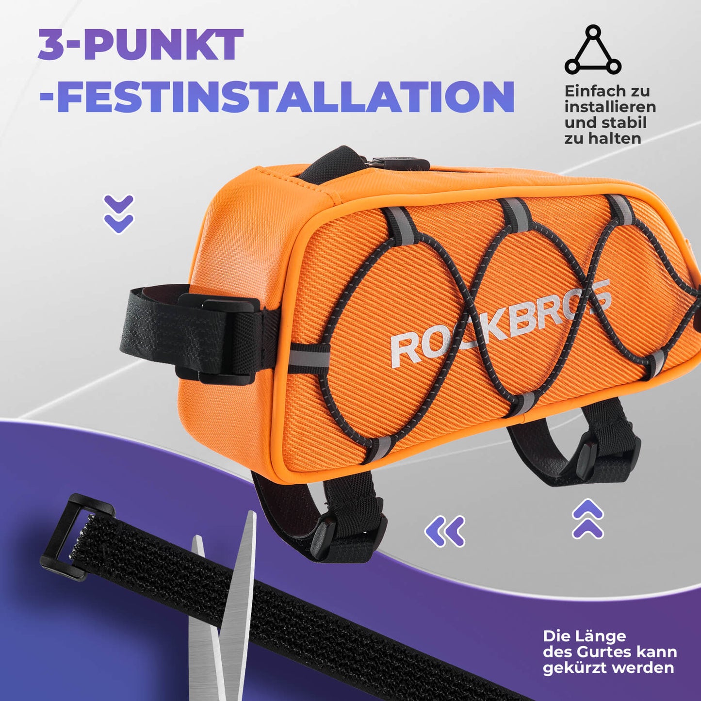 Top tube bag 1 L Fully reflective White/Orange