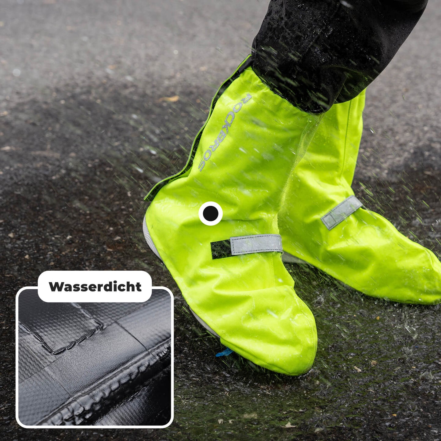 Reflective waterproof cycling overshoes with Velcro closure