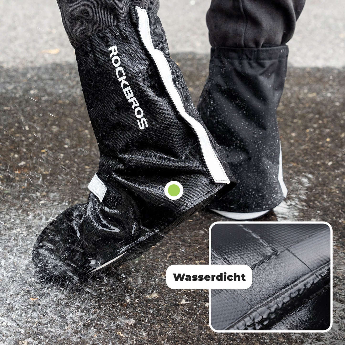 Reflective waterproof cycling overshoes with Velcro closure