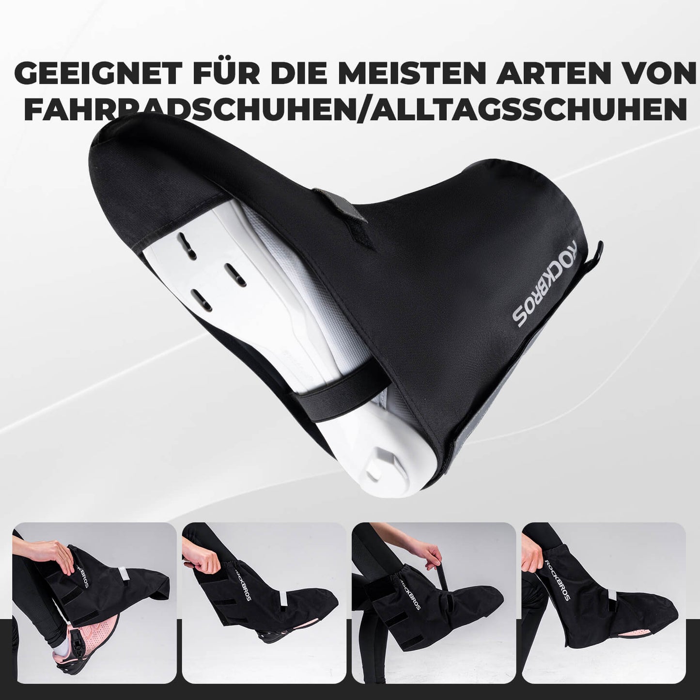 Reflective waterproof cycling overshoes with Velcro closure