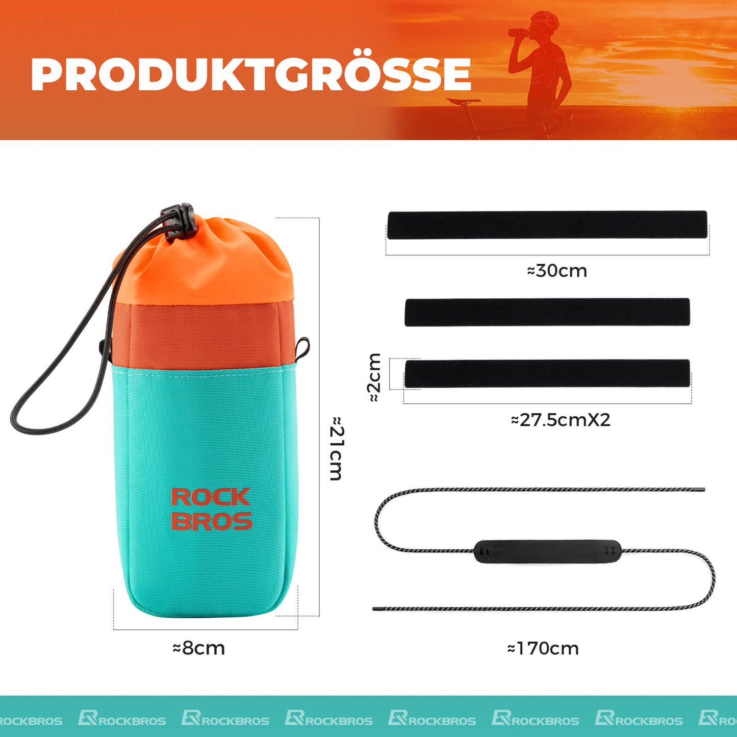 ROCKBROS Bottle Holder Water Bottle Holder Handlebar Bag with Shoulder Strap