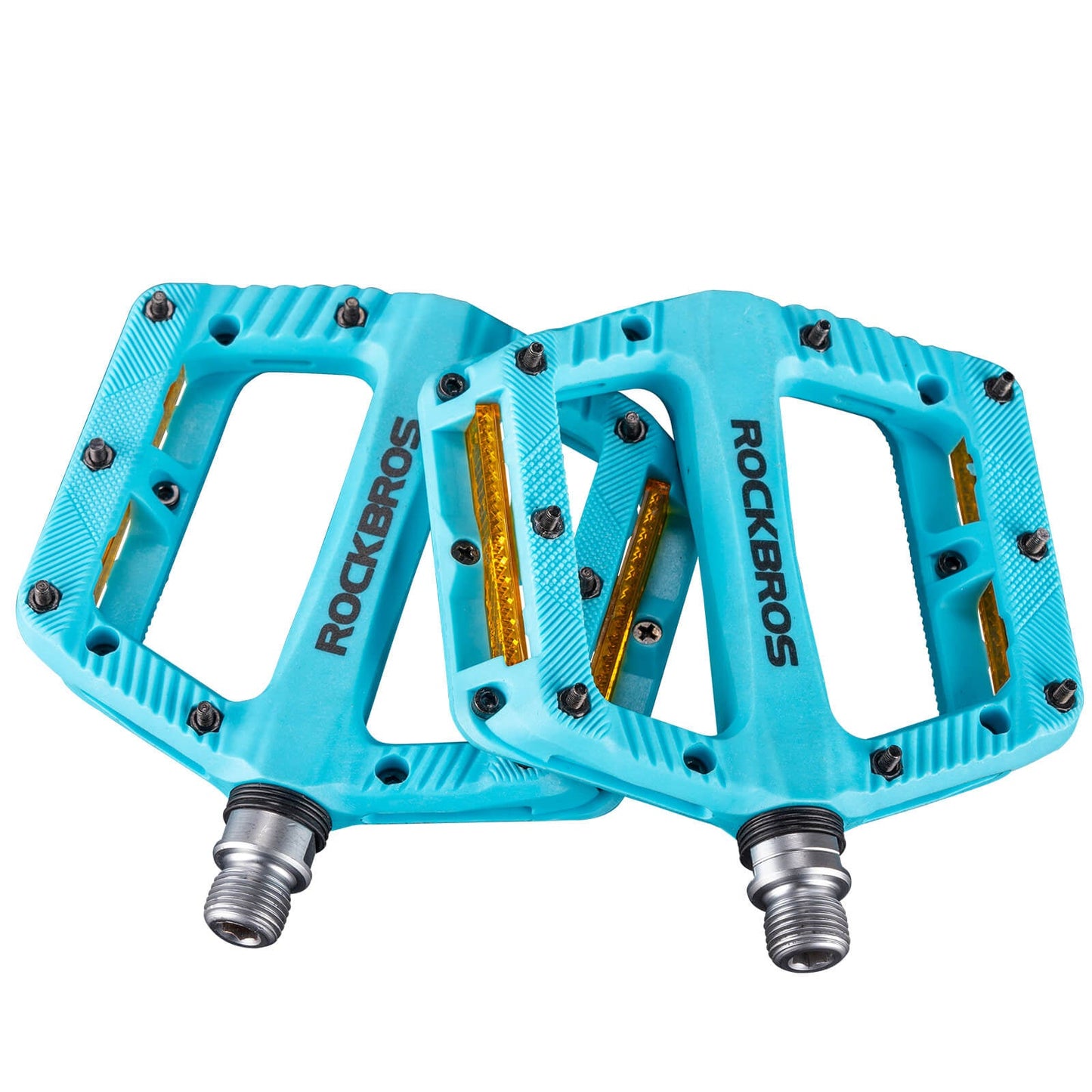 Flatir hjólapedalar, renndir ekki, með endurskinsröndum