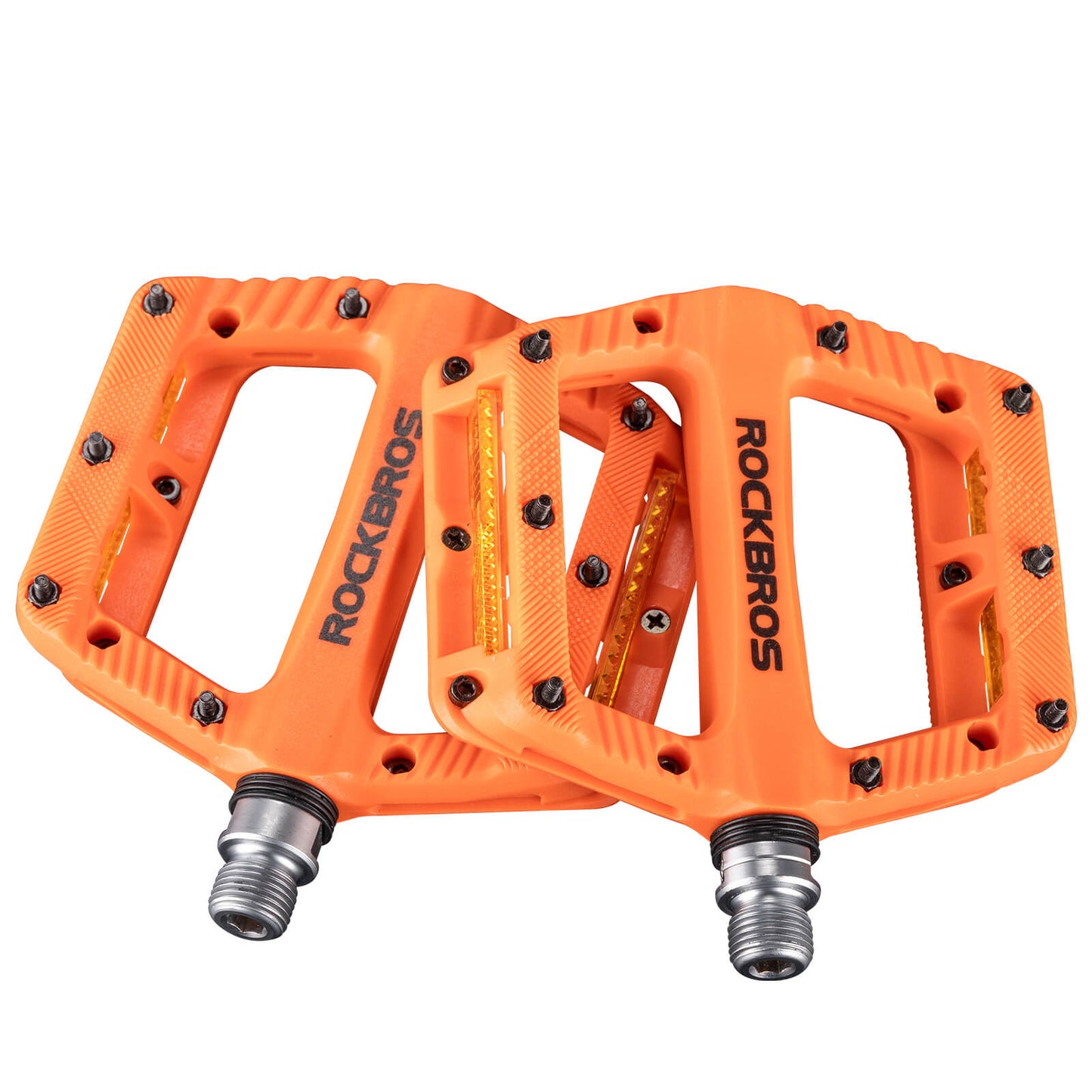 Flatir hjólapedalar, renndir ekki, með endurskinsröndum