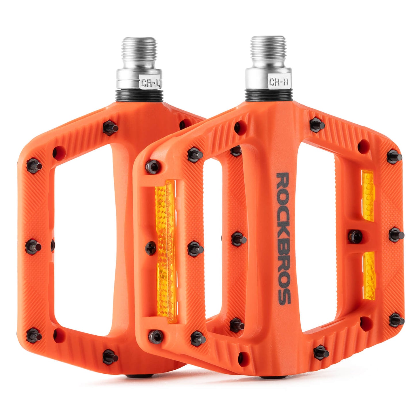 Flatir hjólapedalar, renndir ekki, með endurskinsröndum