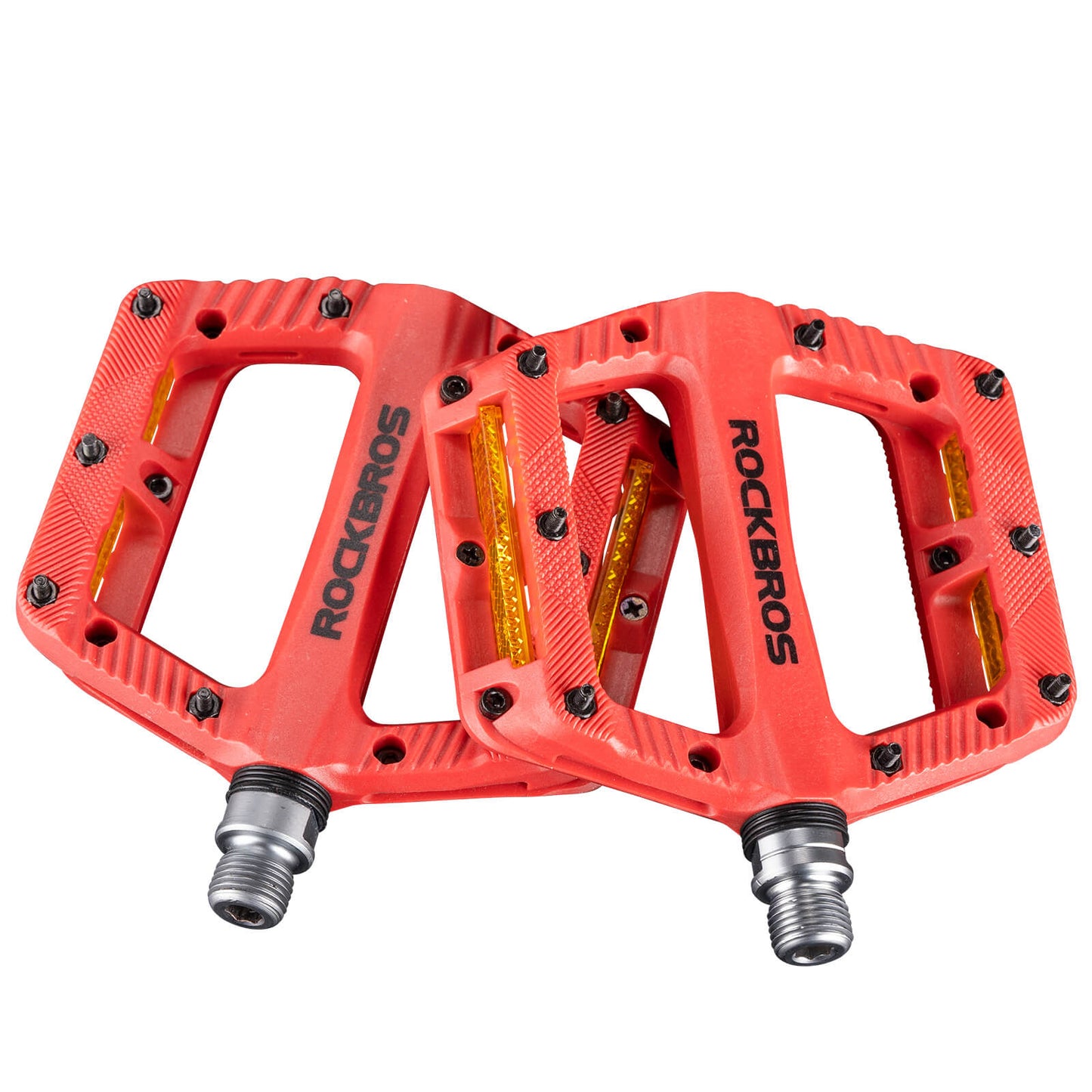 Flatir hjólapedalar, renndir ekki, með endurskinsröndum