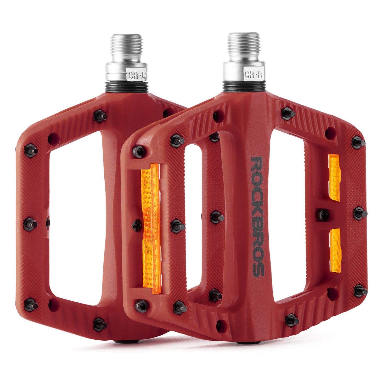 Flatir hjólapedalar, renndir ekki, með endurskinsröndum