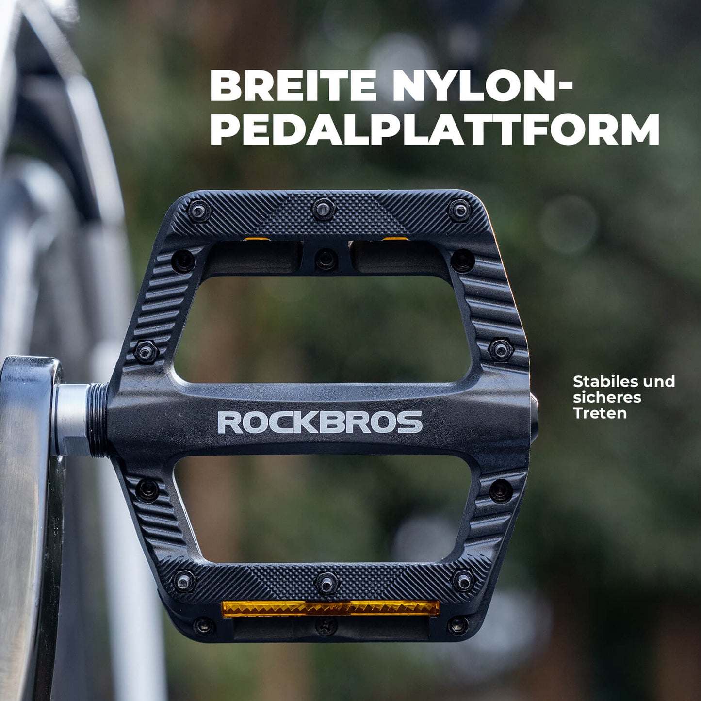 Flatir hjólapedalar, renndir ekki, með endurskinsröndum