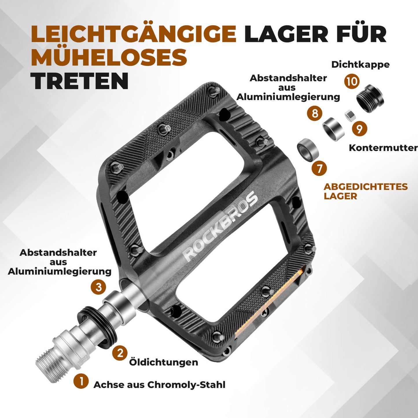 Flatir hjólapedalar, renndir ekki, með endurskinsröndum