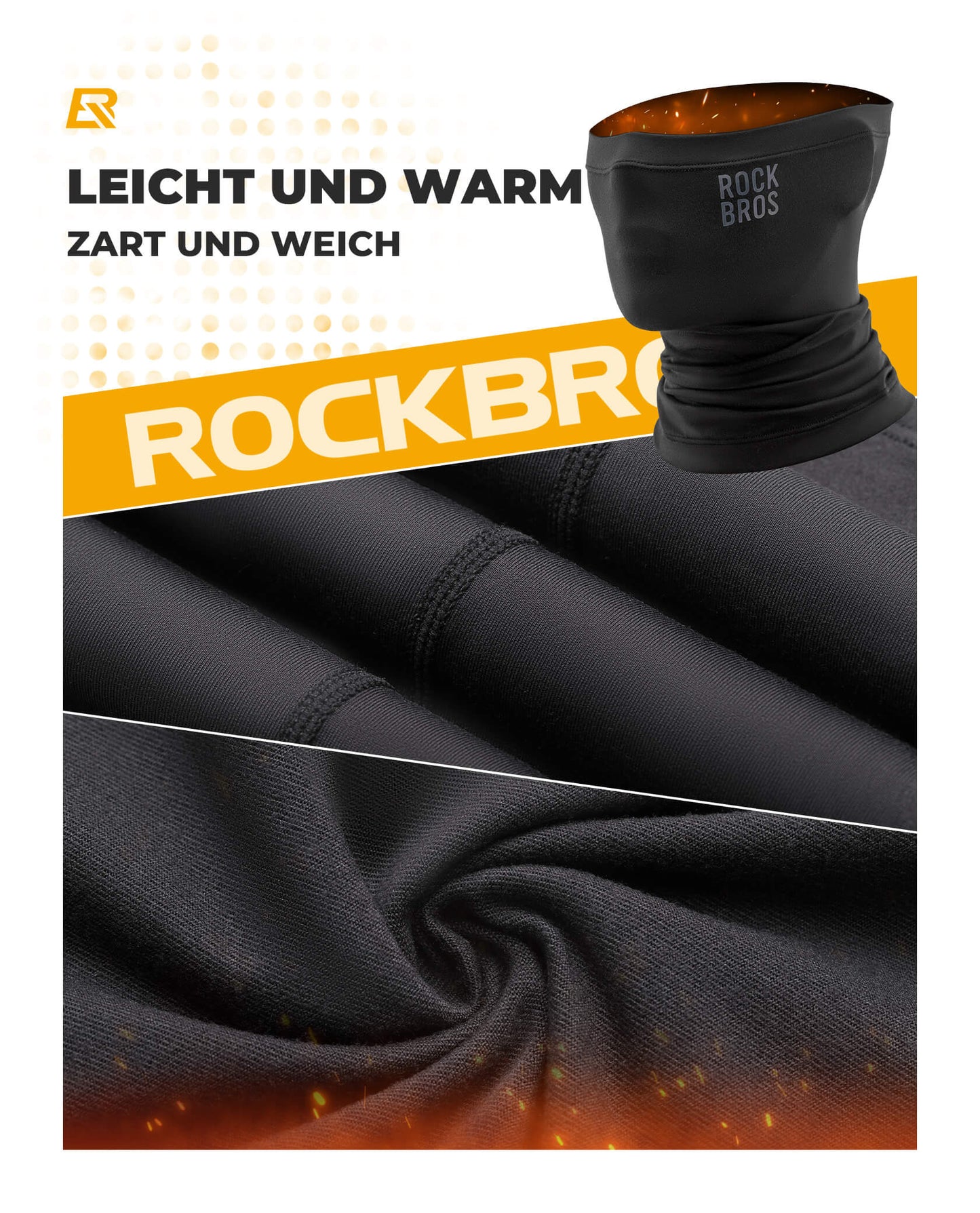 ROCKBROS Winter Neck Scarf, Tube Scarf, Windproof &amp; Warm for Skiing, Cycling and Hiking