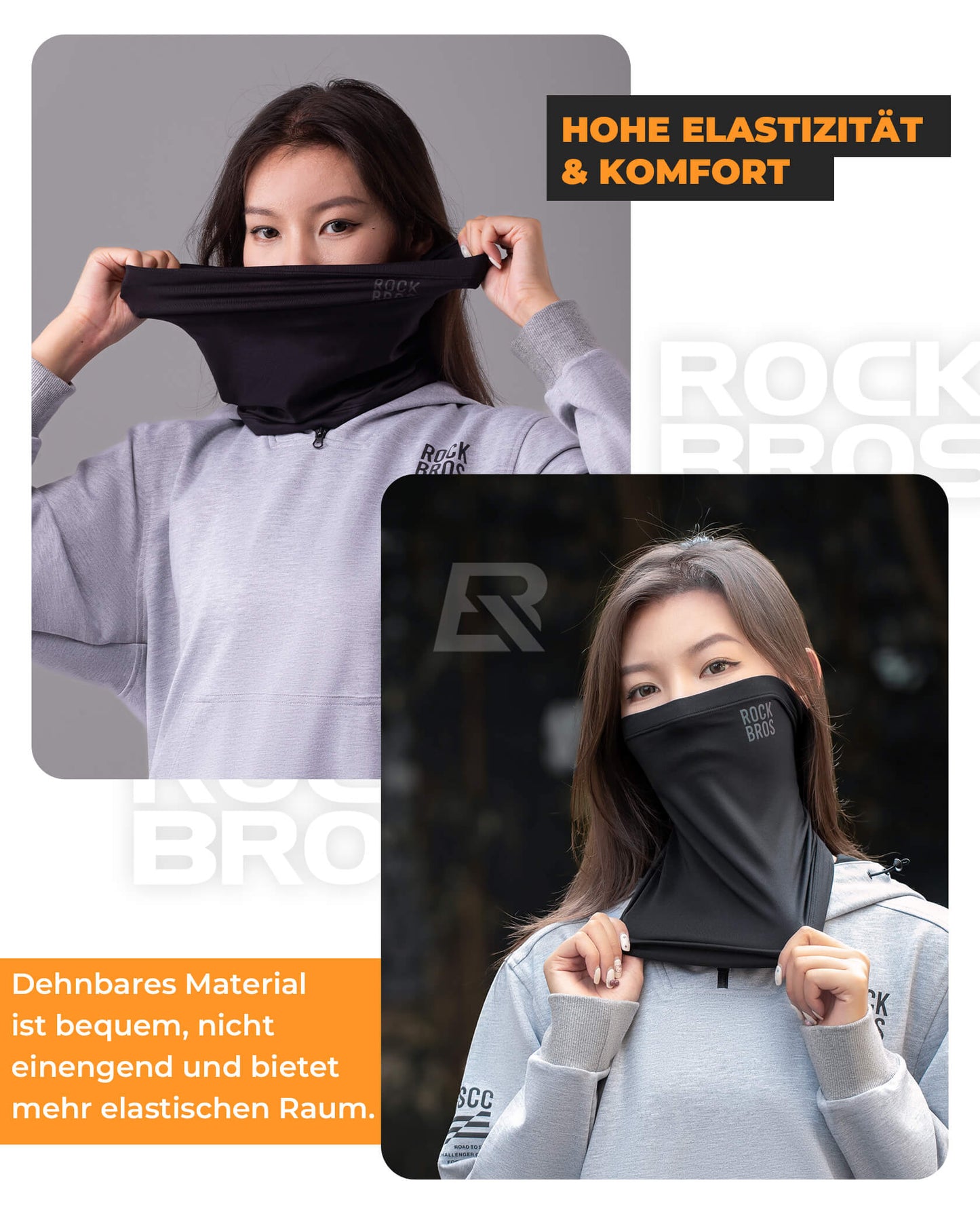ROCKBROS Winter Neck Scarf, Tube Scarf, Windproof &amp; Warm for Skiing, Cycling and Hiking