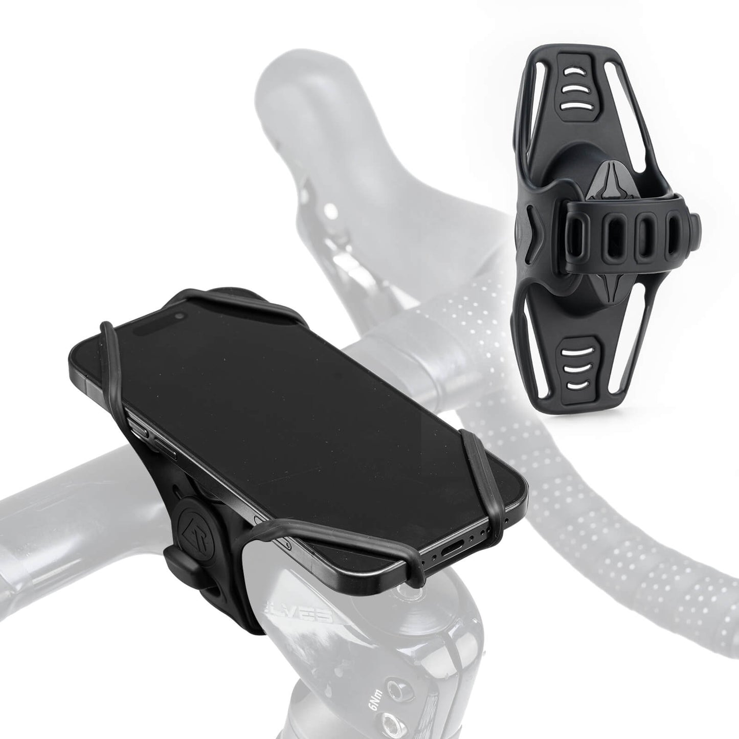 Bicycle phone mount, flexible mounting for 4-7'' phones
