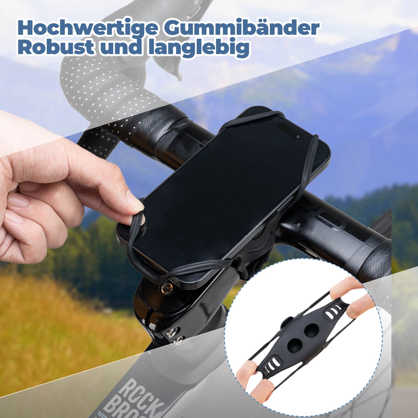 Bicycle phone mount, flexible mounting for 4-7'' phones