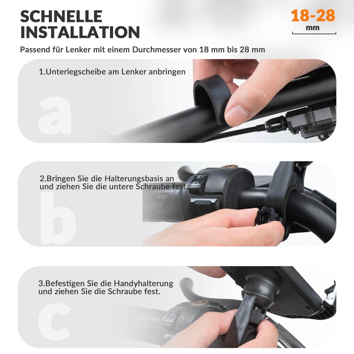 Handyhalterung Fahrrad Handyhalter Motorrad 360° Drehbar für 4,7-7,0 Zoll