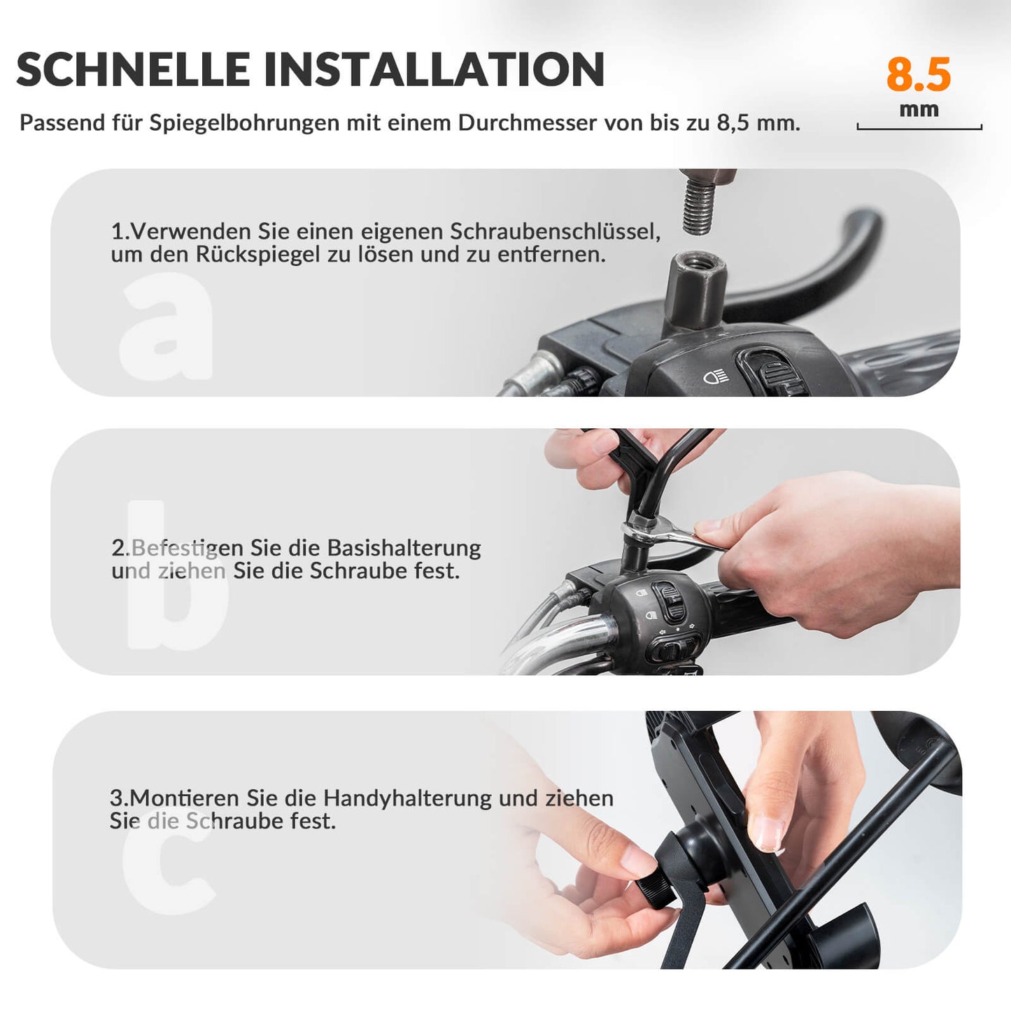 Handyhalterung Fahrrad Handyhalter Motorrad 360° Drehbar für 4,7-7,0 Zoll