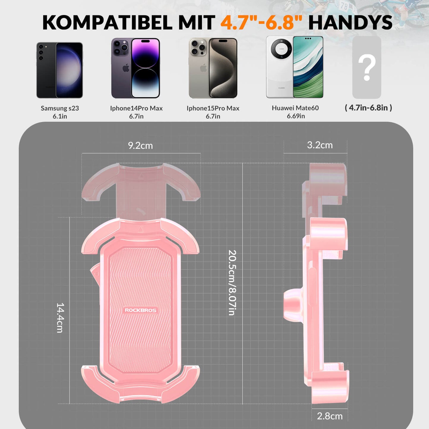 Handyhalterung Fahrrad Handyhalter Motorrad 360° Drehbar für 4,7-7,0 Zoll