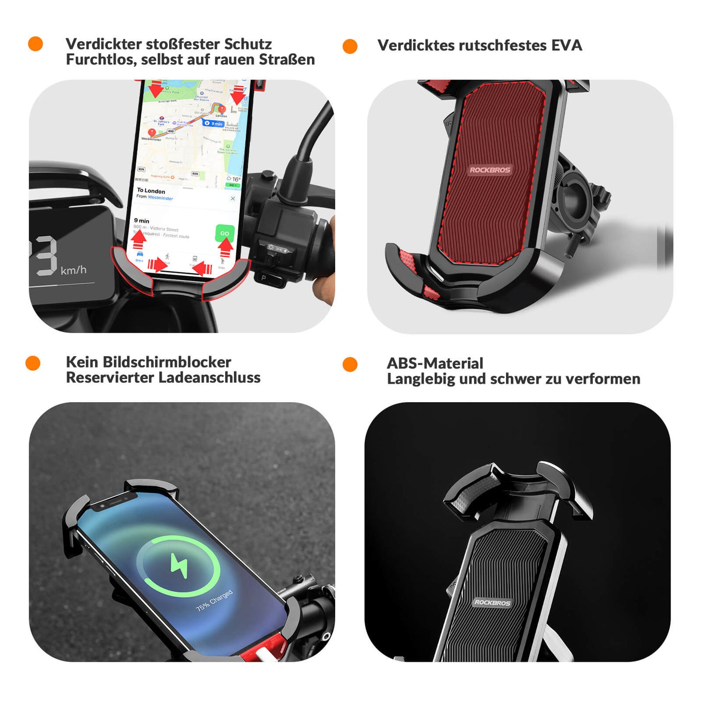 Handyhalterung Fahrrad Handyhalter Motorrad 360° Drehbar für 4,7-7,0 Zoll