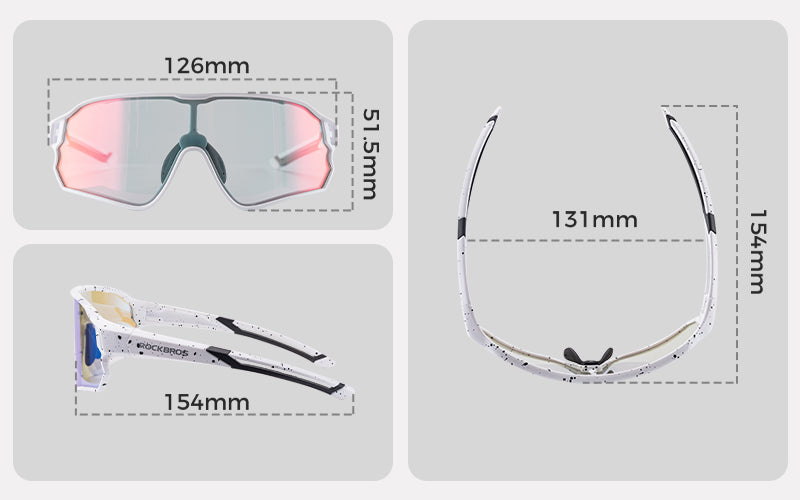 ROCKBROS Hjólreiðagleraugu fyrir börn með UV400 vörn og ljóskrómuðum sólgleraugum