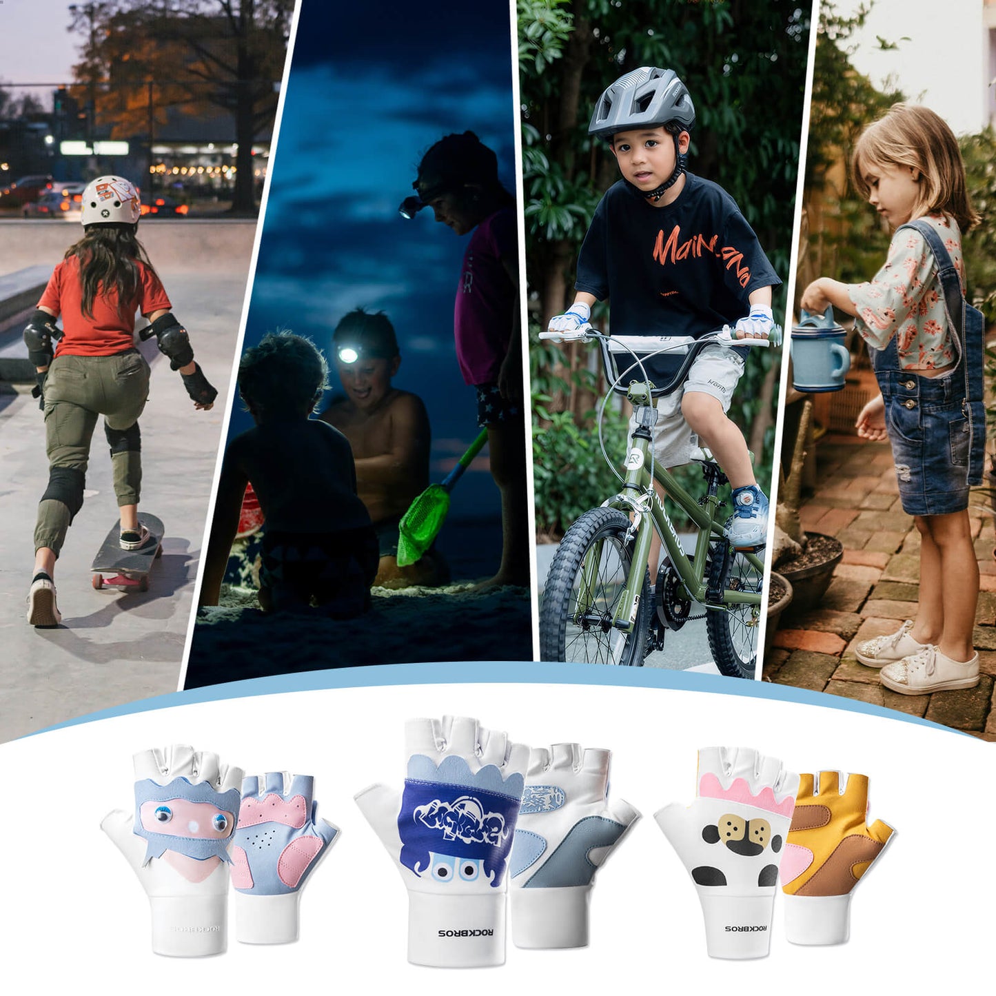 Kinder Halbfinger Fingerlose Fahrradhandschuhe