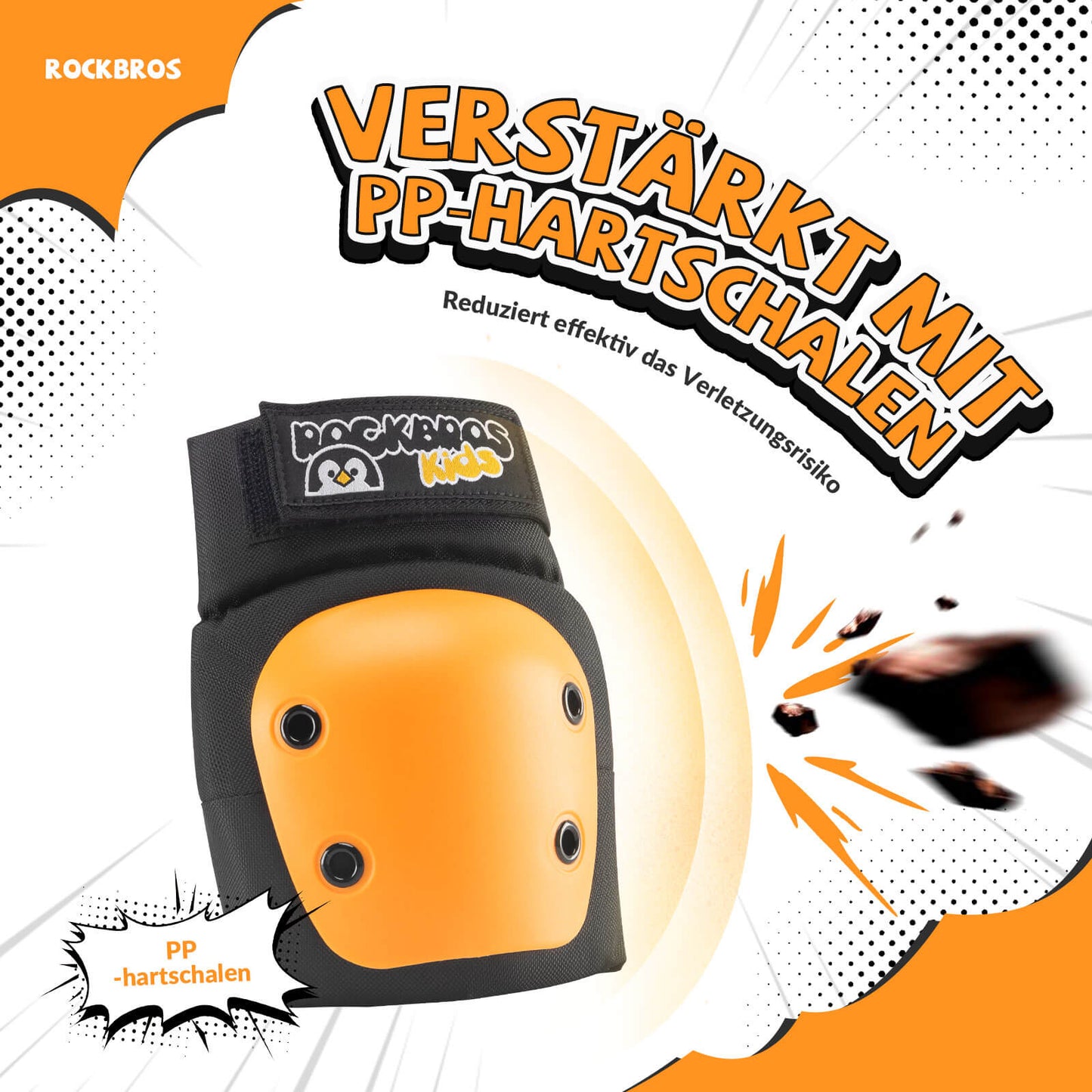 ROCKBROS hnéhlífar fyrir börn, 6 í 1, sett fyrir hjólreiðar og íþróttahlífar