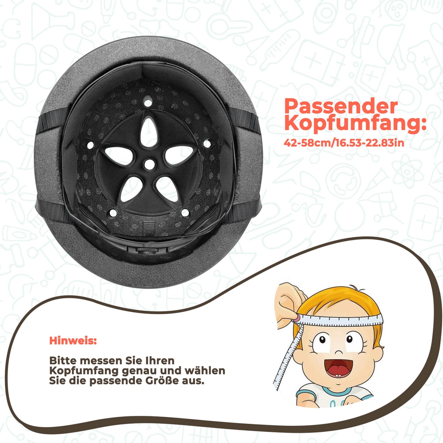 Barnahjólahjálmur, stærð 48-52 cm, fyrir 2-5 ára