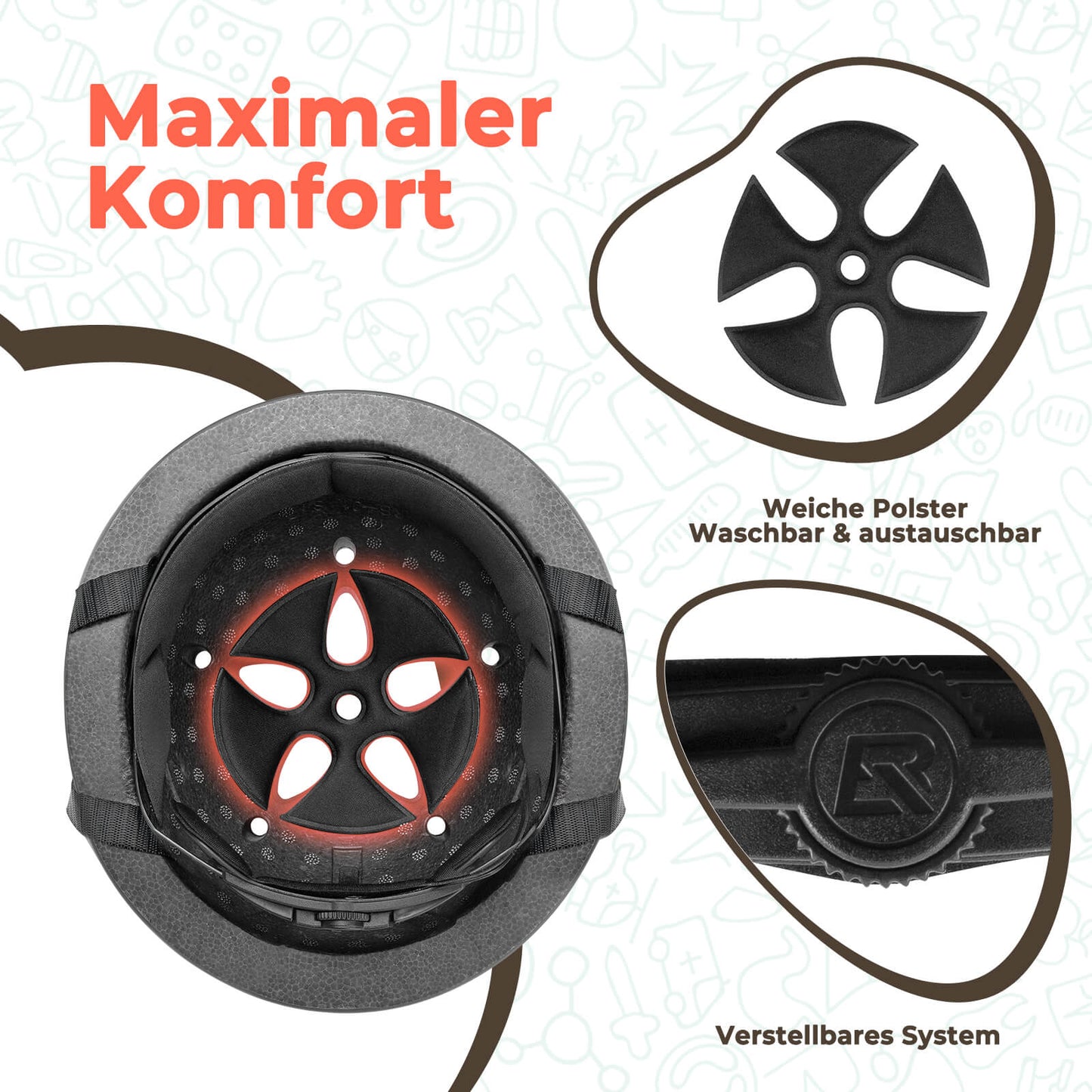 Barnahjólahjálmur, stærð 48-52 cm, fyrir 2-5 ára