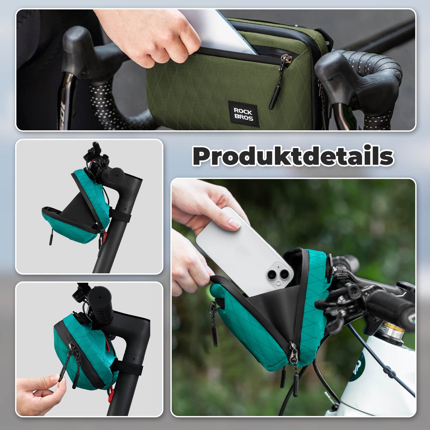 Lenkertasche Fahrradtasche mit Schultergurt 2,1L