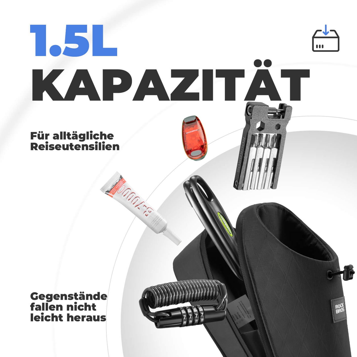 Stýristaska, vatnsflöskutaska 1,5L fyrir vatnsflöskur Ø7 cm