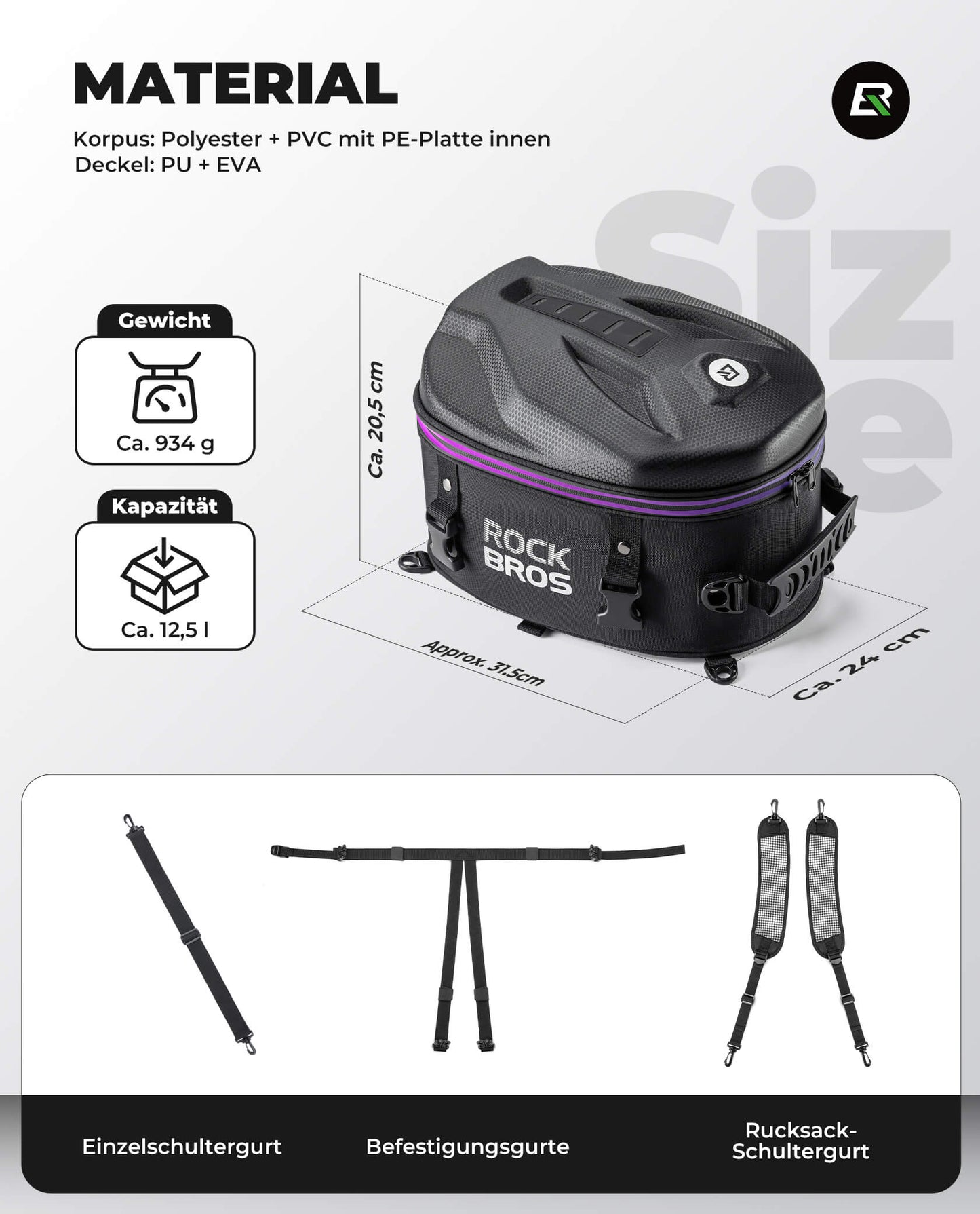 Motorrad Hecktasche Gepäcktasche 12,5L für Rücksitz