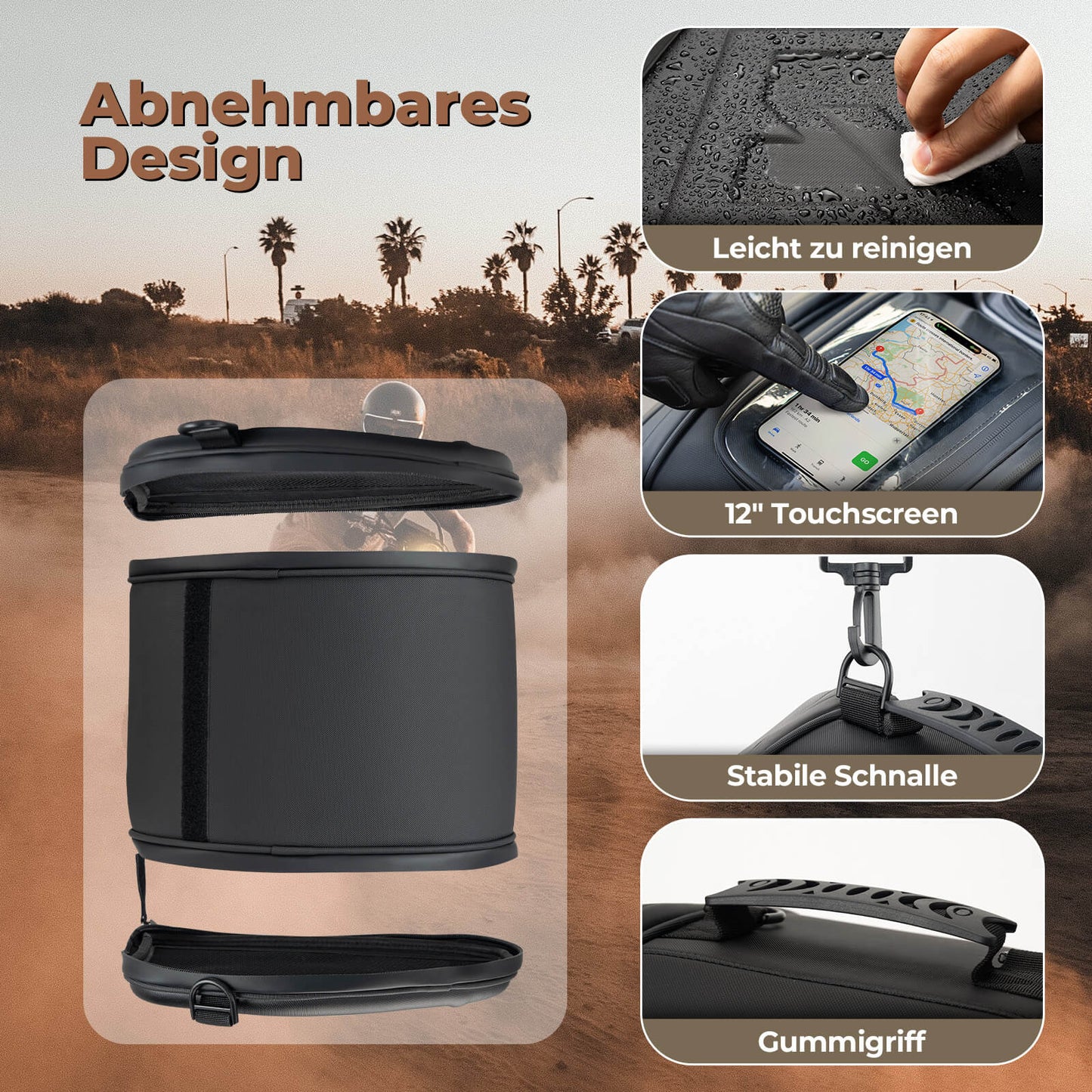 ROCKBROS Motorcycle Bag Tank Bag with Phone Holder Tail Bag 14L