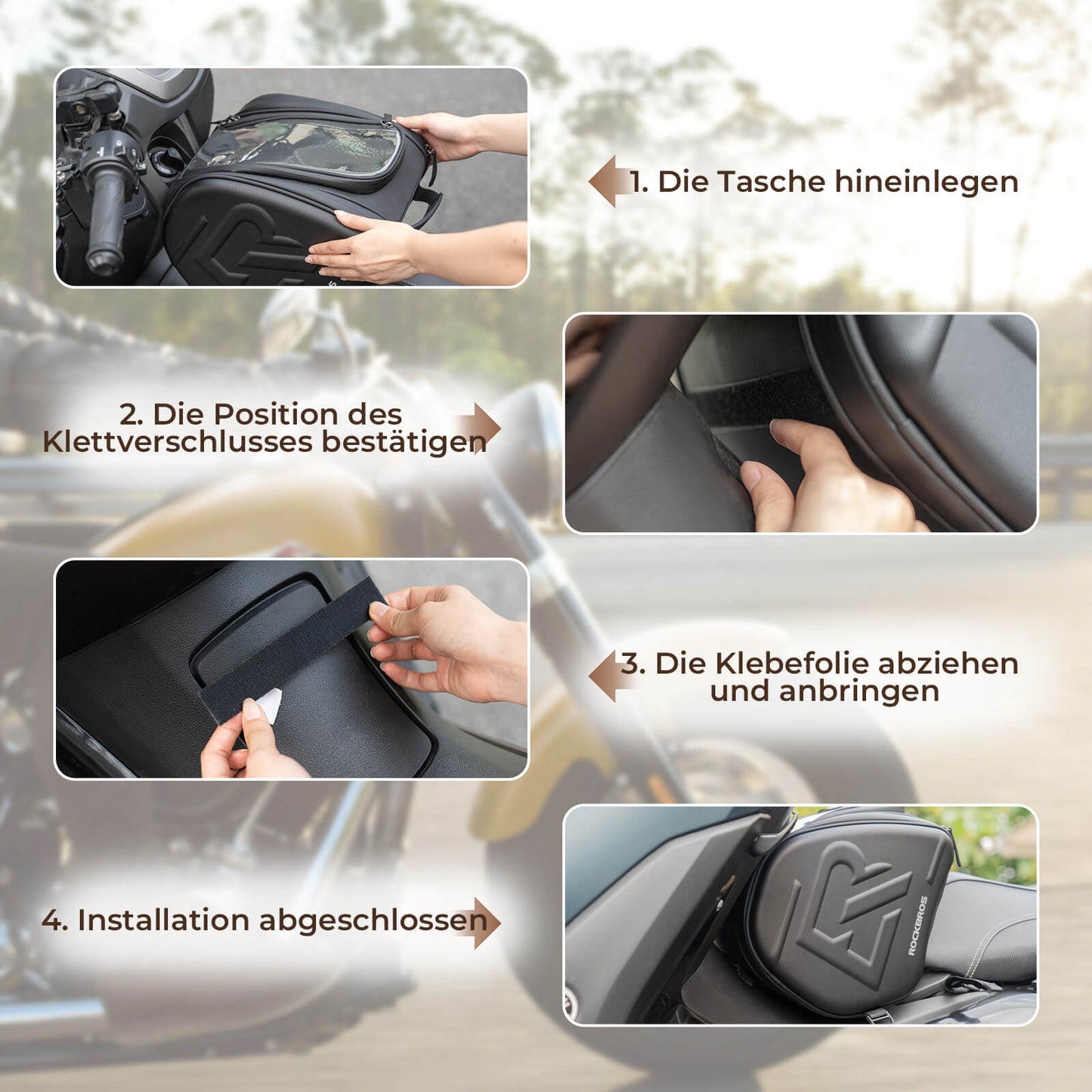 ROCKBROS Motorcycle Bag Tank Bag with Phone Holder Tail Bag 14L