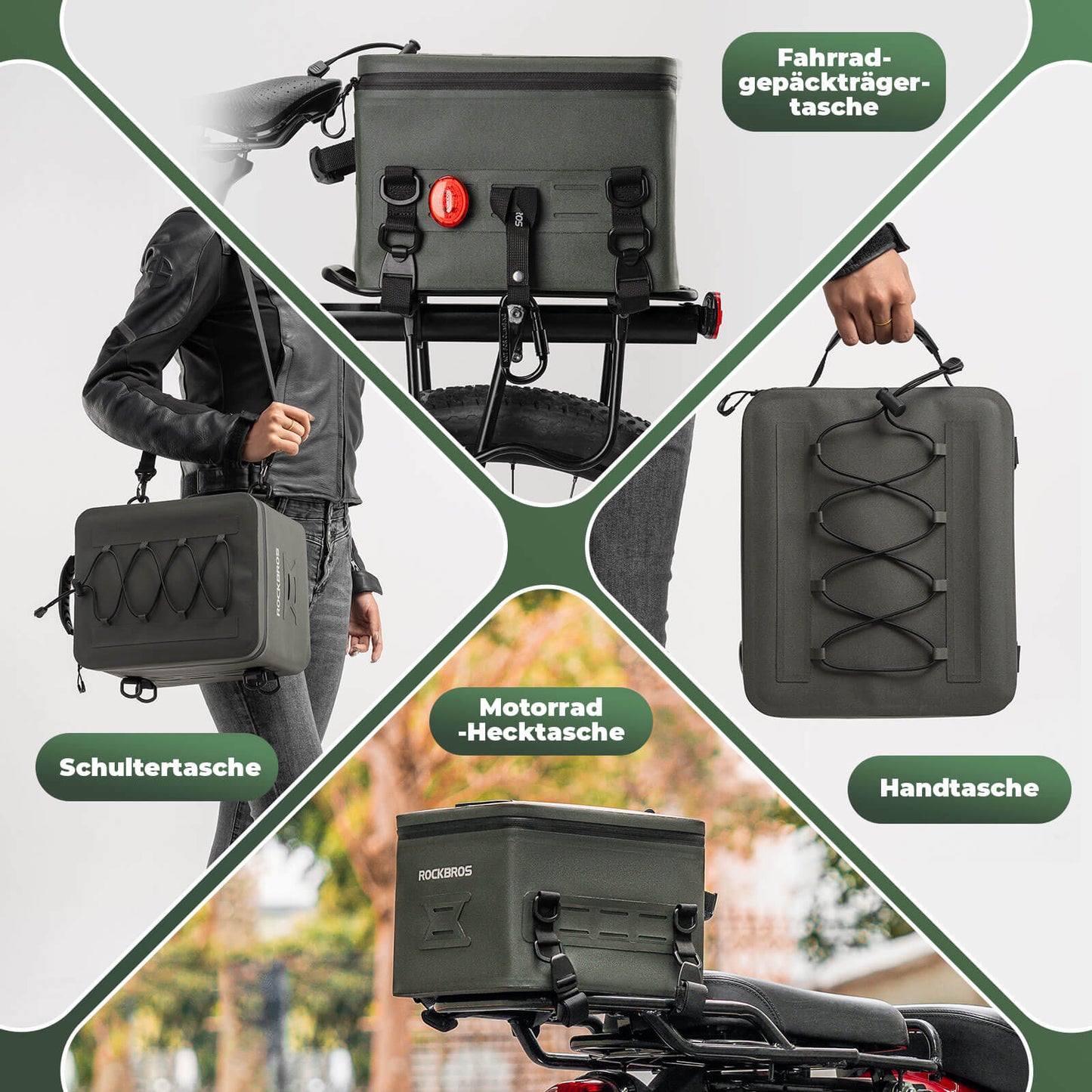 ROCKBROS mótorhjólataska vatnsheld farangursgrindartösku afturtaska 13L