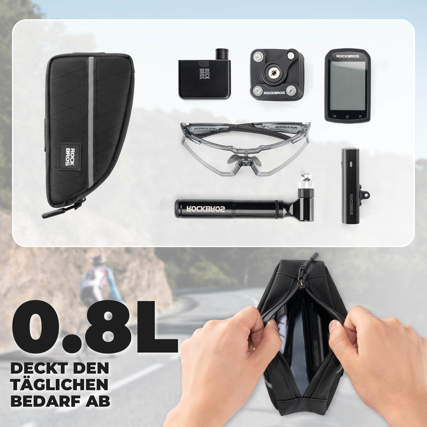 Top tube bag 0.8L Lightweight for folding bikes