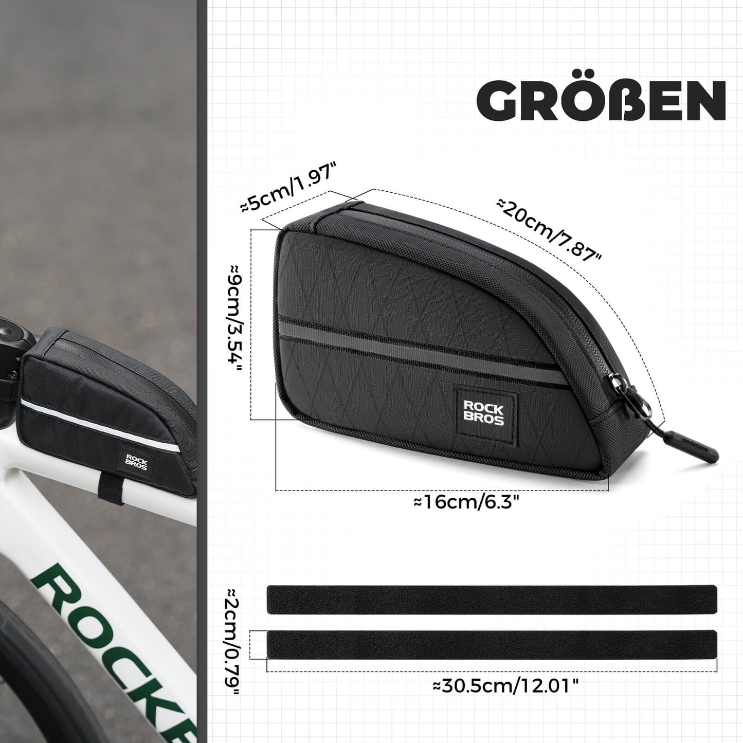 Top tube bag 0.8L Lightweight for folding bikes