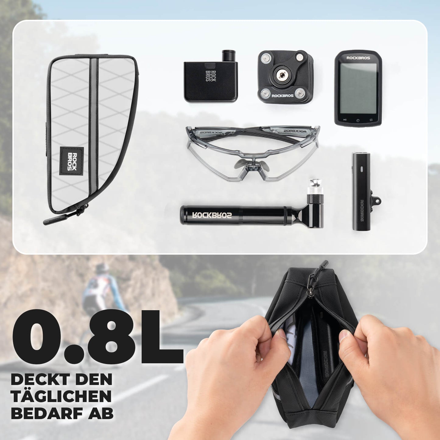 Top tube bag 0.8L Lightweight for folding bikes